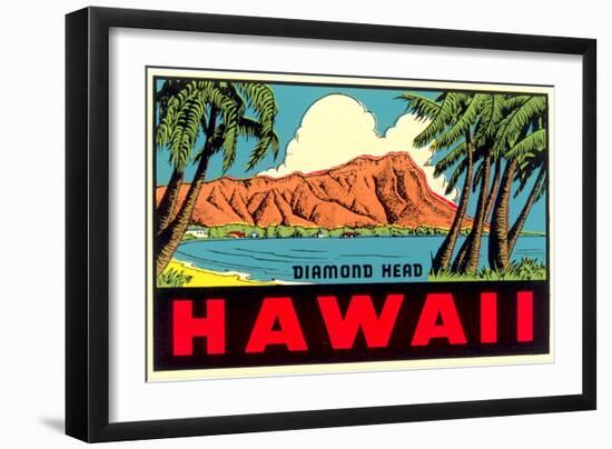 Diamond Head from Waikiki Beach, Hawaii-null-Framed Art Print
