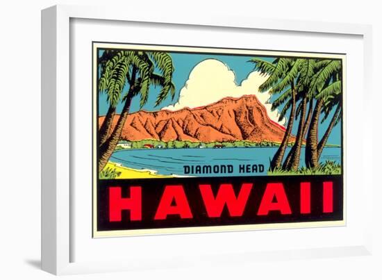 Diamond Head from Waikiki Beach, Hawaii-null-Framed Art Print