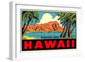 Diamond Head from Waikiki Beach, Hawaii-null-Framed Art Print