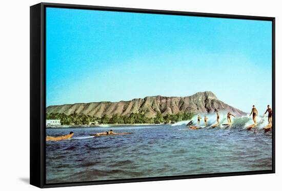 Diamond Head, Surfers, Hawaii-null-Framed Stretched Canvas