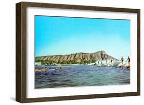 Diamond Head, Surfers, Hawaii-null-Framed Art Print