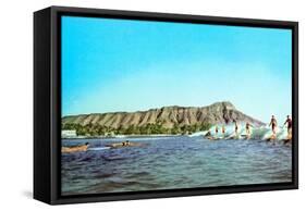 Diamond Head, Surfers, Hawaii-null-Framed Stretched Canvas