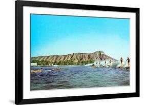 Diamond Head, Surfers, Hawaii-null-Framed Art Print