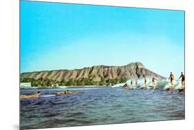 Diamond Head, Surfers, Hawaii-null-Mounted Art Print