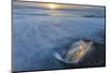 Diamond ice chards from calving icebergs on black sand beach, Jokulsarlon, south Iceland-Chuck Haney-Mounted Photographic Print