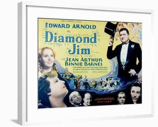 Diamond Jim, Edward Arnold, Jean Arthur, Binnie Barnes, Cesar Romero, Eric Blore, George Sidney-null-Framed Photo