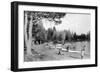 Diamond Lake, Oregon Beach Swimmers Photograph - Diamond Lake, OR-Lantern Press-Framed Art Print