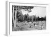 Diamond Lake, Oregon Beach Swimmers Photograph - Diamond Lake, OR-Lantern Press-Framed Art Print