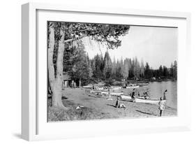 Diamond Lake, Oregon Beach Swimmers Photograph - Diamond Lake, OR-Lantern Press-Framed Art Print
