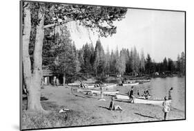 Diamond Lake, Oregon Beach Swimmers Photograph - Diamond Lake, OR-Lantern Press-Mounted Art Print