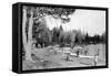 Diamond Lake, Oregon Beach Swimmers Photograph - Diamond Lake, OR-Lantern Press-Framed Stretched Canvas