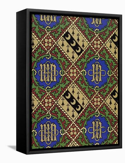Diamond Print Ecclesiastical Wallpaper Design-Augustus Welby Pugin-Framed Stretched Canvas