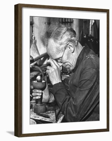 Diamond Setter Putting Stones into "Dops" for the Polishers-Hans Wild-Framed Premium Photographic Print