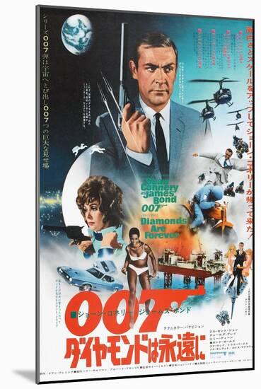 Diamonds are Forever, Japanese poster, Sean Connery, Jill St. John, 1971-null-Mounted Art Print