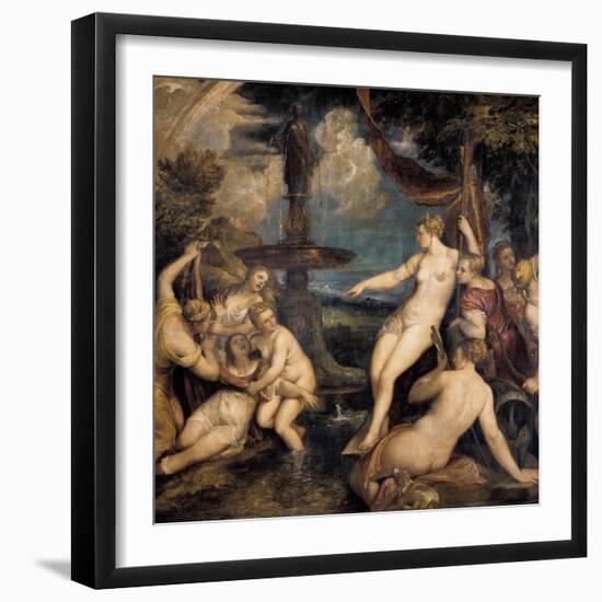 Diana and Callisto-Titian (Tiziano Vecelli)-Framed Art Print