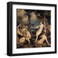 Diana and Callisto-Titian (Tiziano Vecelli)-Framed Art Print