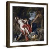 Diana and Her Nymph Surprised by Satyr-Sir Anthony Van Dyck-Framed Giclee Print