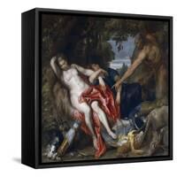 Diana and Her Nymph Surprised by Satyr-Sir Anthony Van Dyck-Framed Stretched Canvas