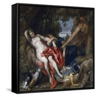 Diana and Her Nymph Surprised by Satyr-Sir Anthony Van Dyck-Framed Stretched Canvas