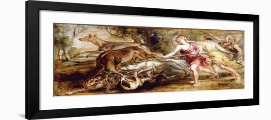 Diana and Her Nymphs Hunting - a Modello-Peter Paul Rubens-Framed Giclee Print