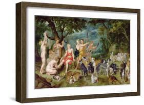 Diana and Her Nymphs Preparing to Leave For the Hunt-Jan Brueghel the Elder-Framed Giclee Print