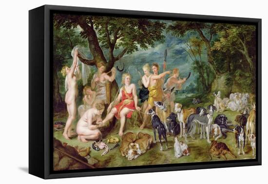 Diana and Her Nymphs Preparing to Leave For the Hunt-Jan Brueghel the Elder-Framed Stretched Canvas