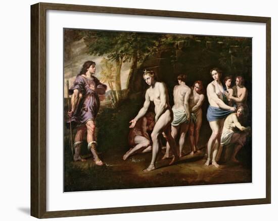 Diana and Her Nymphs Surprised by Actaeon-Andrea Vaccaro-Framed Giclee Print