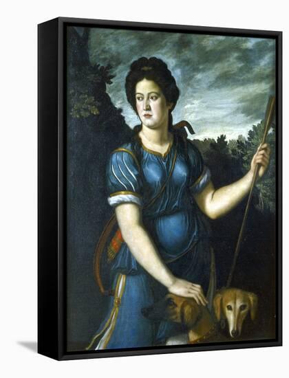 Diana the Huntress with Her Two Dogs, 16th Century-null-Framed Stretched Canvas