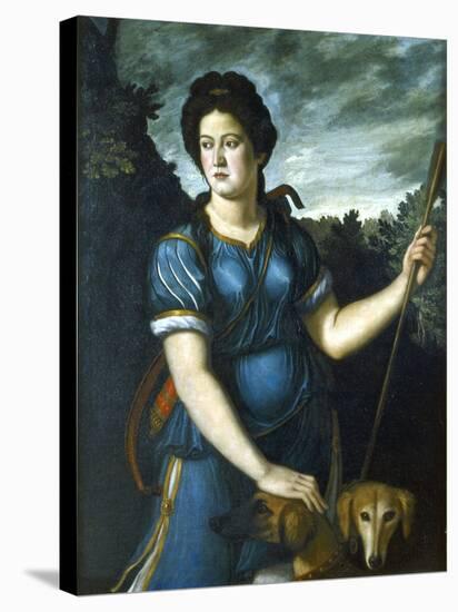 Diana the Huntress with Her Two Dogs, 16th Century-null-Stretched Canvas