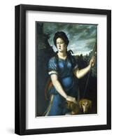 Diana the Huntress with Her Two Dogs, 16th Century-null-Framed Premium Giclee Print