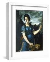 Diana the Huntress with Her Two Dogs, 16th Century-null-Framed Premium Giclee Print