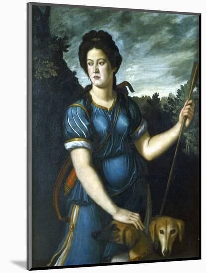 Diana the Huntress with Her Two Dogs, 16th Century-null-Mounted Premium Giclee Print