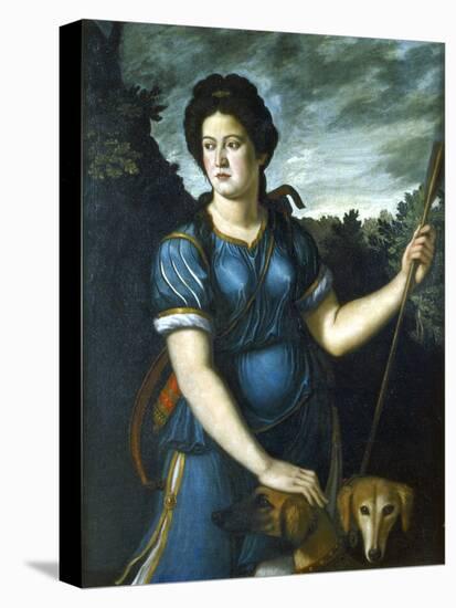 Diana the Huntress with Her Two Dogs, 16th Century-null-Stretched Canvas