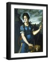 Diana the Huntress with Her Two Dogs, 16th Century-null-Framed Giclee Print