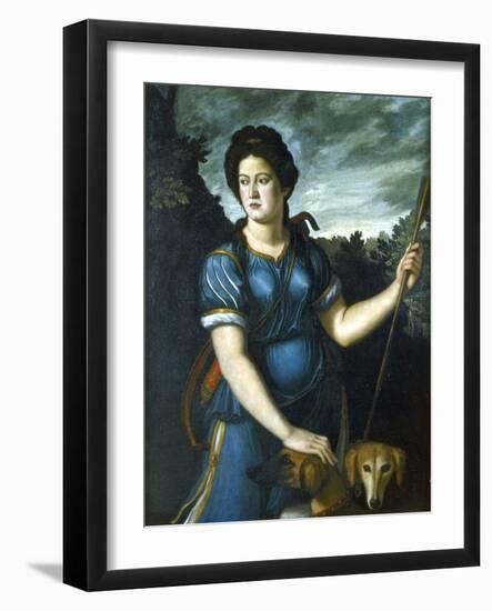 Diana the Huntress with Her Two Dogs, 16th Century-null-Framed Giclee Print