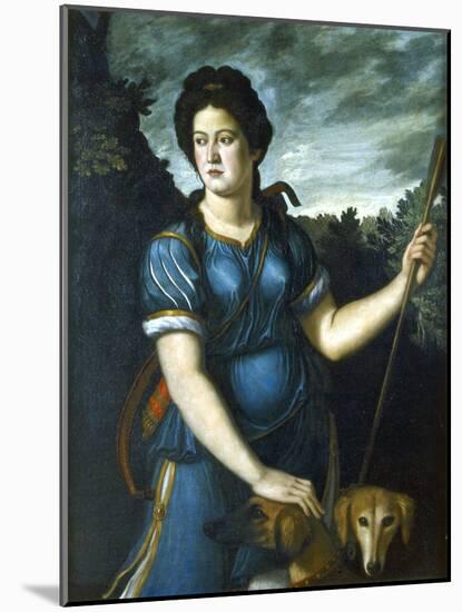 Diana the Huntress with Her Two Dogs, 16th Century-null-Mounted Giclee Print