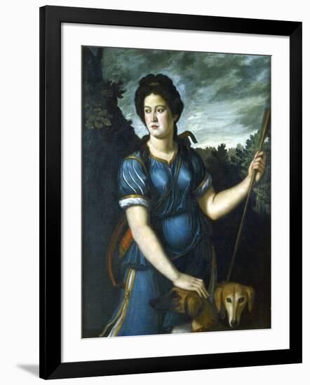 Diana the Huntress with Her Two Dogs, 16th Century-null-Framed Giclee Print