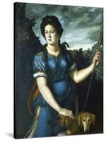 Diana the Huntress with Her Two Dogs, 16th Century-null-Stretched Canvas