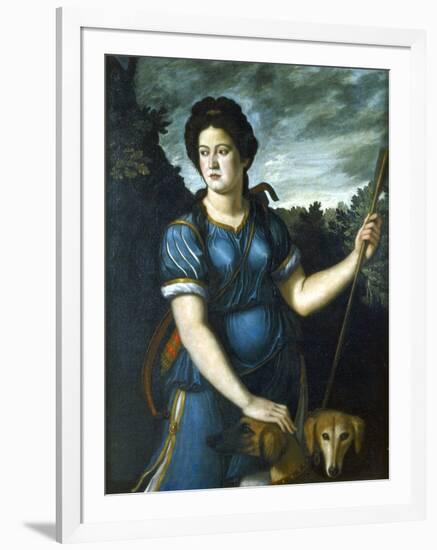 Diana the Huntress with Her Two Dogs, 16th Century-null-Framed Giclee Print