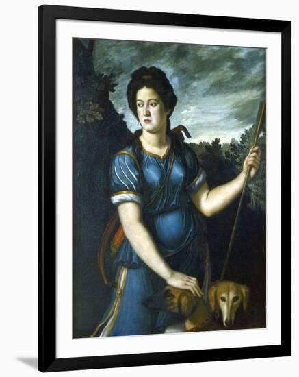 Diana the Huntress with Her Two Dogs, 16th Century-null-Framed Giclee Print