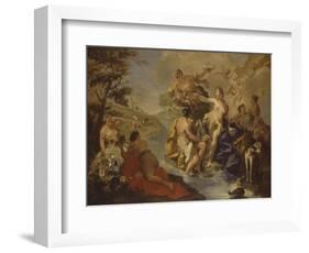 Diana with the Nymphs and Actaeon Devoured by Dogs-Giambattista Pittoni-Framed Art Print