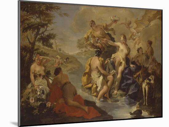 Diana with the Nymphs and Actaeon Devoured by Dogs-Giambattista Pittoni-Mounted Art Print