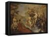 Diana with the Nymphs and Actaeon Devoured by Dogs-Giambattista Pittoni-Framed Stretched Canvas