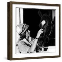 Diane Crump, the First Woman to Ride in the Kentucky Derby, with Her Horse Fathom, 1970-null-Framed Photo