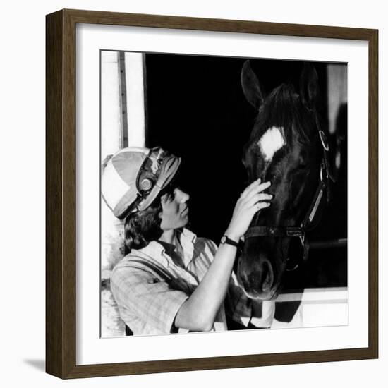 Diane Crump, the First Woman to Ride in the Kentucky Derby, with Her Horse Fathom, 1970-null-Framed Photo
