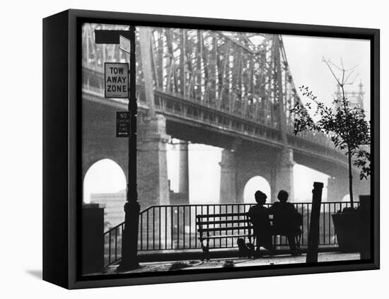 Diane Keaton and Woody Allen MANHATTAN, 1979 directed by Woody Allen (b/w photo)-null-Framed Stretched Canvas