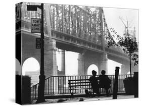 Diane Keaton and Woody Allen MANHATTAN, 1979 directed by Woody Allen (b/w photo)-null-Stretched Canvas