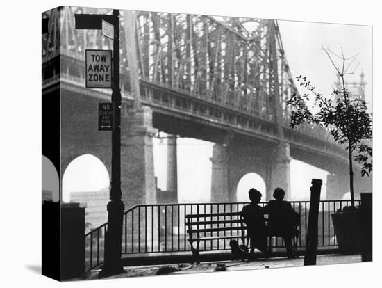 Diane Keaton and Woody Allen MANHATTAN, 1979 directed by Woody Allen (b/w photo)-null-Stretched Canvas