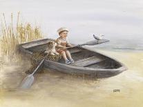 Little Boy and Dog in Beached Rowboat-Dianne Dengel-Giclee Print