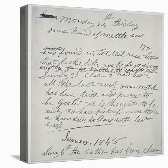 Diary Entry of Gold Prospector, 1848-American School-Stretched Canvas